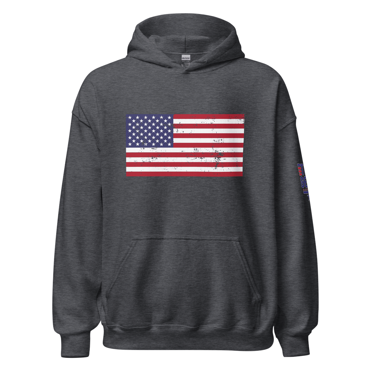 Top Gear Dark Heather / S Classic American Flag Hoodie
