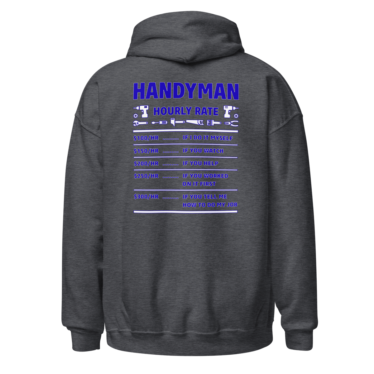 Top Gear Dark Heather / S Handy Man Hourly Rate Hoodie
