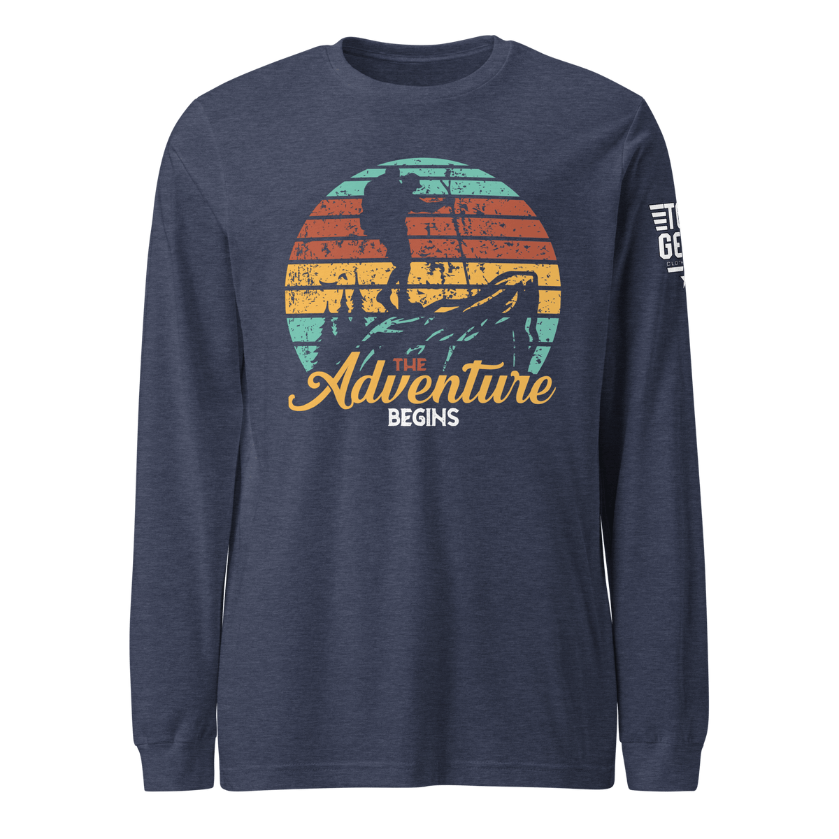 Top Gear Heather Navy / S The Adventure Begins Long Sleeve Tee