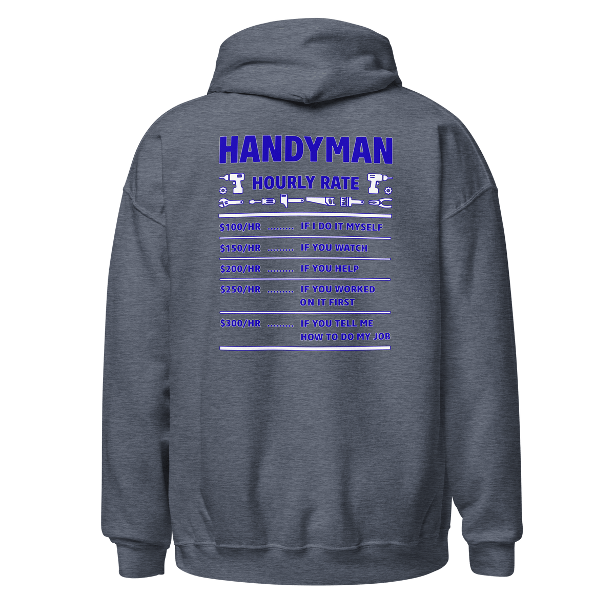 Top Gear Heather Sport Dark Navy / S Handy Man Hourly Rate Hoodie