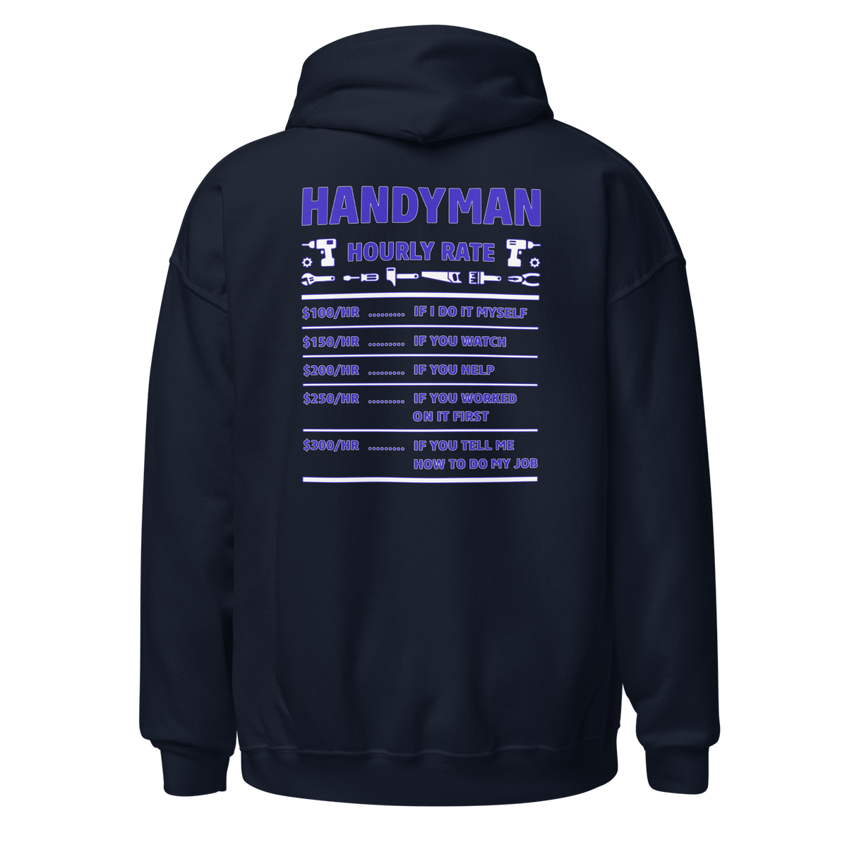 Top Gear Navy / S Handy Man Hourly Rate Hoodie